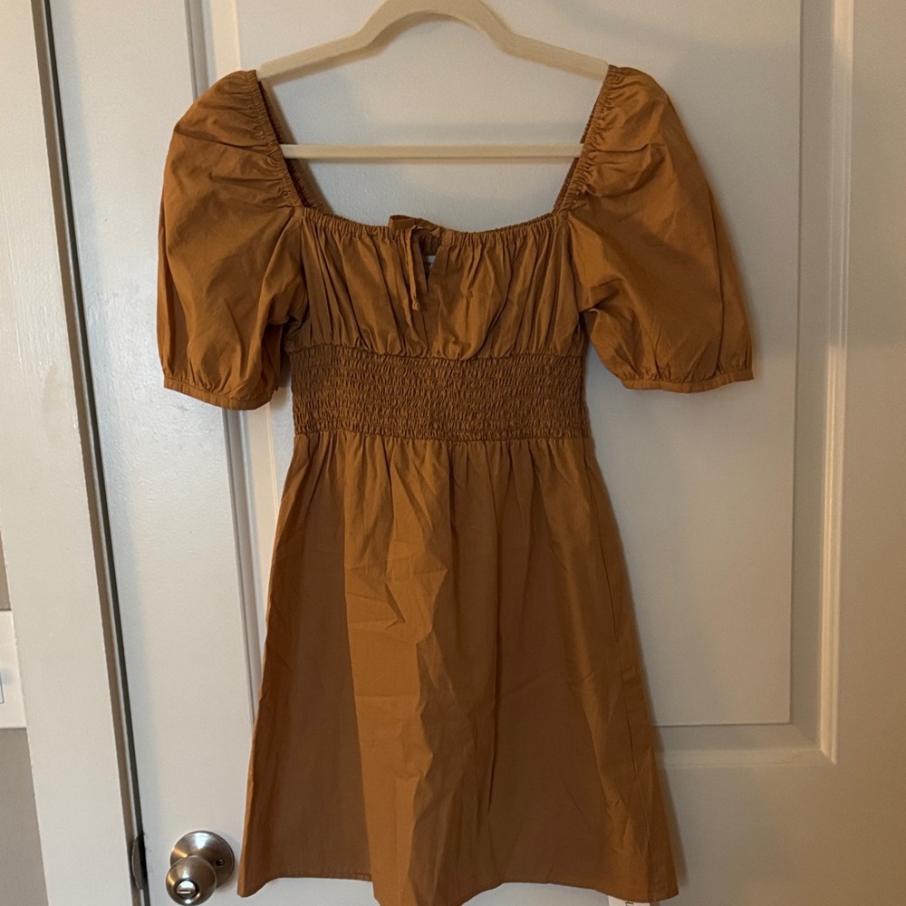 Faithfull the Brand Puff Sleeve Smocked Waist Mini Dress Size XS